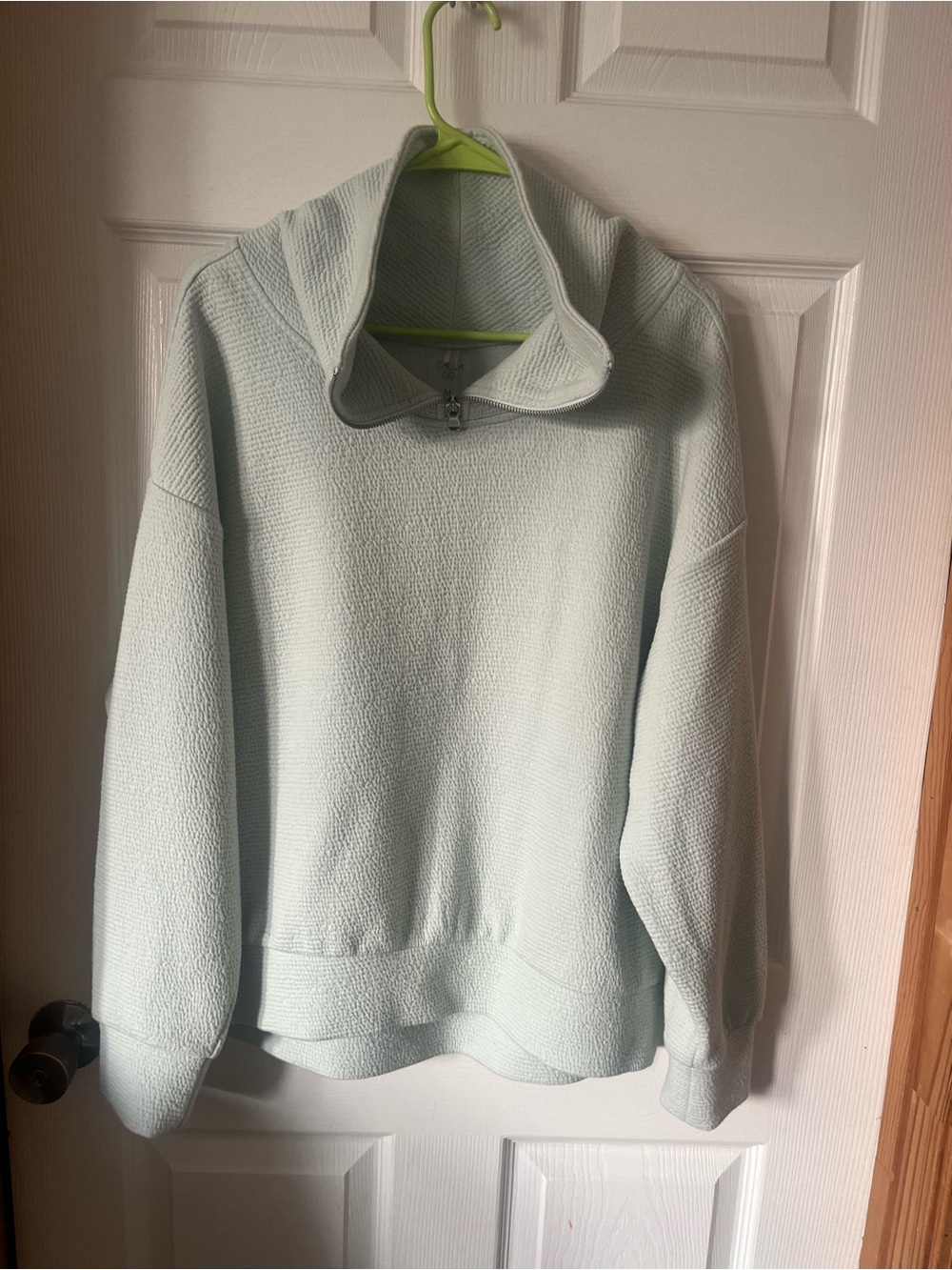Calia Mint Green Half-Zip Cowl Neck Sweater